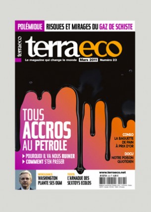 Conception graphique et direction artistique
Photo de une : Michel Le Page pour Terra eco
Dataviz : Wedodata
Éditeur : Terra economica SAS
Volume : 84 pages
Format : 200 x 280 mm
Périodicité : mensuelle
Mars 2011
En charge de la production du magazine Terra eco depuis mai 2006