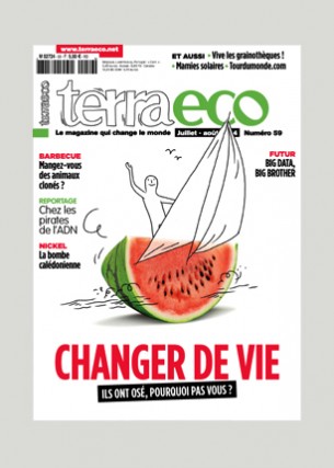 Conception graphique et direction artistique
Photo de une : Quentin Vijoux
Éditeur : Terra economica SAS
Volume : 84 pages
Format : 200 x 280 mm
Périodicité : mensuelle
En charge de la production du magazine Terra eco depuis Mai 2006.